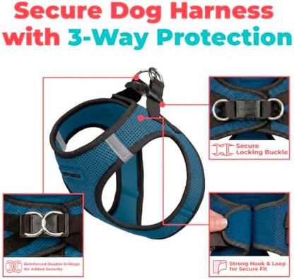 Voyager Step-in Air Dog Vest Harness - Blue/Black Trim, XX-Small