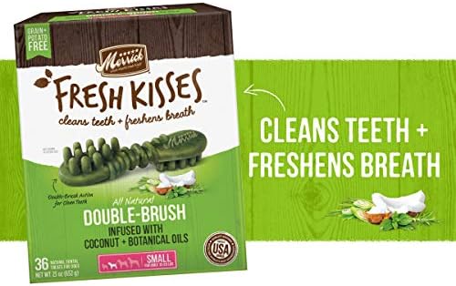 Merrick Fresh Kisses Natural Dental Chews Infused With Coconut And Botanical Oils For Small Dogs 15-25 Lbs - 36 ct. Box