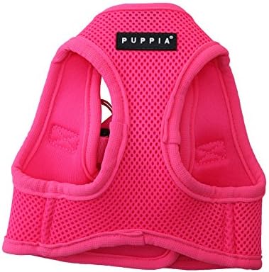 Puppia Neon Soft Vest Harness Step-in No Choke No Pull Walking Training for Small and Medium Dog, Pink, Medium