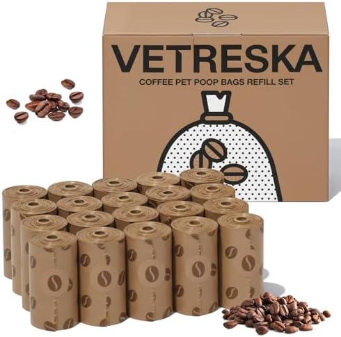 VETRESKA Dog Poop Bags, Coffee Scented Waste Bags, 300 Count