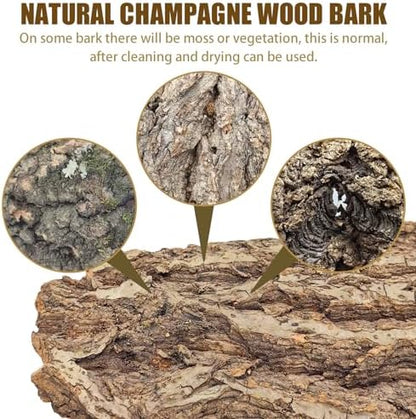 VCEPJH 1.5 LB Reptile Bark Bedding, Natural Cork Bark for Reptiles Flat Cork Wood Terrarium Substrate Tank Supplies for Snake Spiders Bearded Dragons Hermit Crabs Geckos