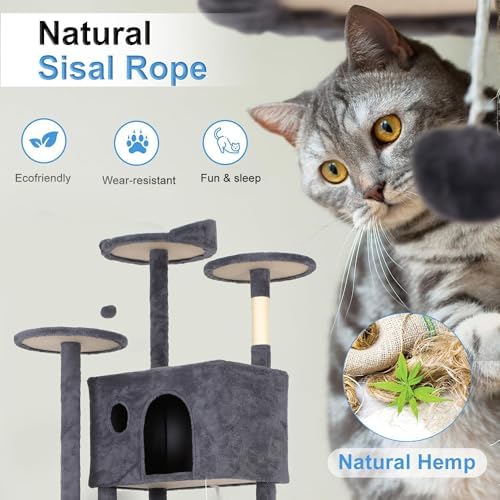 FDW | 81" Cat Tree Tower | Dark Gray | Multi-Level Indoor Activity Center