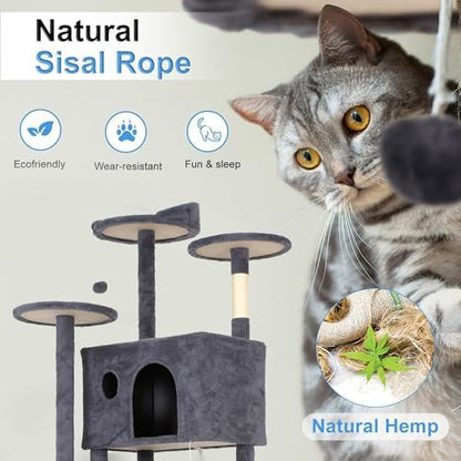 FDW | 81" Cat Tree Tower | Dark Gray | Multi-Level Indoor Activity Center