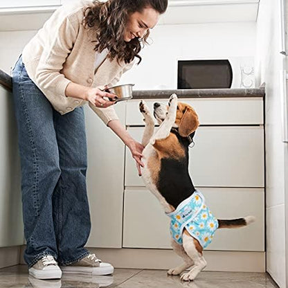 Pet Soft Female Dog Diapers, 3 Pack Washable Dog Diapers for Dogs in Heat, Reusable Dogs Period Panties, Puppy Diapers Female (Flower, L)