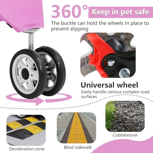 FDW | 3-Wheel Foldable Pet Stroller | Peach Pink | Lightweight & Portable