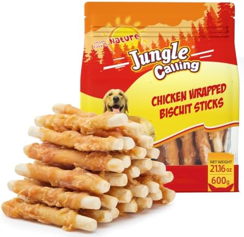 Jungle Calling 1.32 lb Chicken Wrapped Biscuit Dog Treats，Rawhide-Free