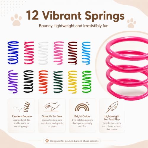 Cat Toys for Indoor Cats, 4 Wire Mesh Mice & 12 Colorful Springs