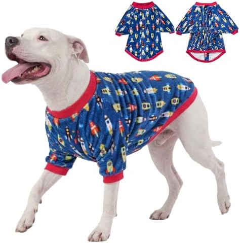 LovinPet Flannel Dog Coat, Winter Dog Coat, Rockets Blue Yonder, XL