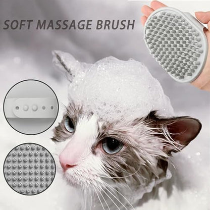 Cat Grooming Brush Kit 6 Tools - Deshedding & Dematting for Long/Short Hair, Self-Cleaning Slicker Brush with 6-in-1 Flea Comb for Cats & Kittens (White)
