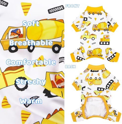 XPUDAC 4 Pieces Dog Pajamas Soft Puppy Pjs Stretchable Boy Doggie Clothes for Small Medium Dogs Cat Pet Outfits, 154-XS