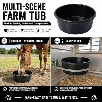 1 Pcs 1 Gallon Rubber Feed Pan with Cleaning Brush for Animals