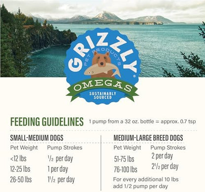 Grizzly Pet Products Algal Plus Omega 3-6-9 Food Supplement for Dogs and Cats, 32 Ounce Bottle