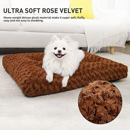 KSIIA Washable Dog Bed Medium Size Dog Crate Bed Pet Mat 29"x21" Brown