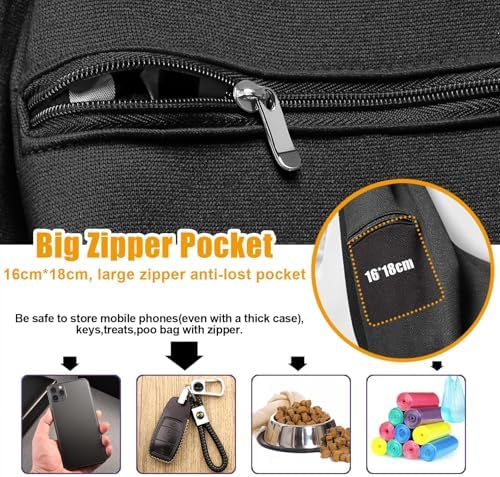 Tomkas Small Dog Cat Sling Carrier Puppy Purse Travel Wrap Soft Crossbody Pet Bag (Black, M - Zip Pocket & Classic Strap)