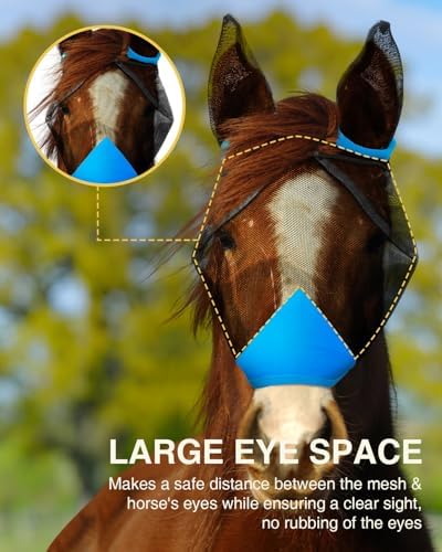 Hilltown Fly Mask for Horse with Ears - Full, Blue