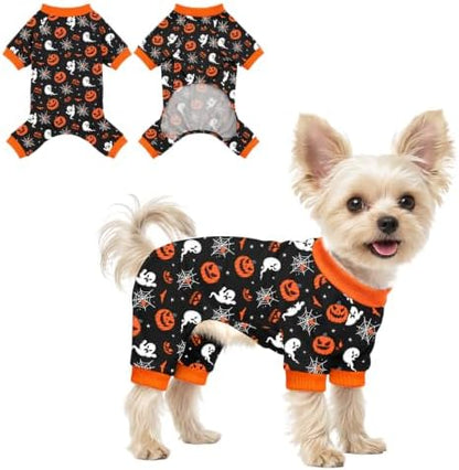 Dog Halloween Pajamas for Small Medium Dog Halloween Pjs Dog Onesie Cute Soft Breathable Puppy Pet Stretchy Dogs Recovery Suit for Boy Girl-S