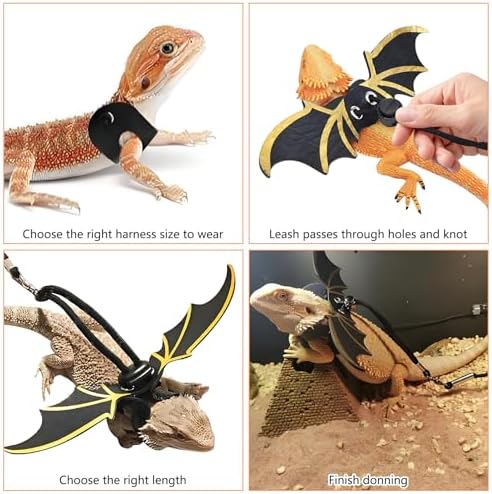 kathson Bearded Dragon Carrier with Harness and Leash Set, Large Reptile Travel Carrier Portable Lizard Backpack Clear Small Animals Carrying Bag for Gecko Hamster Rabbit Hedgehog Kitten (Blue)
