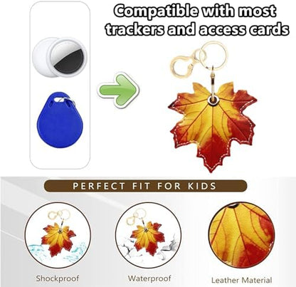 BORKUANA PU Leather Keychain Holder Protective Case Compatible with AirTag