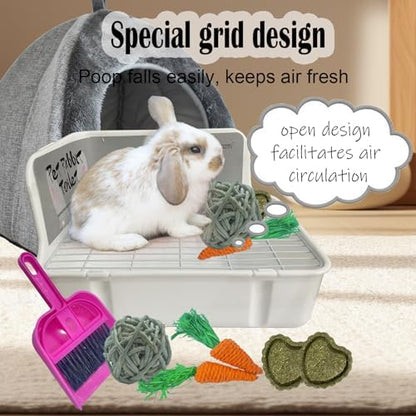 kathson Guinea Pig Litter Box,Bunny Potty Training,Plastic Square Small Animal Toilet,for Hamster Chinchilla Ferret Hedgehog Gerbil(White)