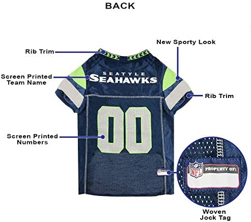 Pets First NFL Seattle Seahawks Dog Jersey, Size Small, Football Shirt Costume for Pet, Dog Sports T-Shirt, NFL Team Clothing for Cats, Licensed Pet Apparel Available in 7 Sizes and 32 Teams