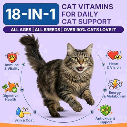Taurine for Cats, Cat Vitamins & Multivitamin Treats, 500 Ct, Heart Support