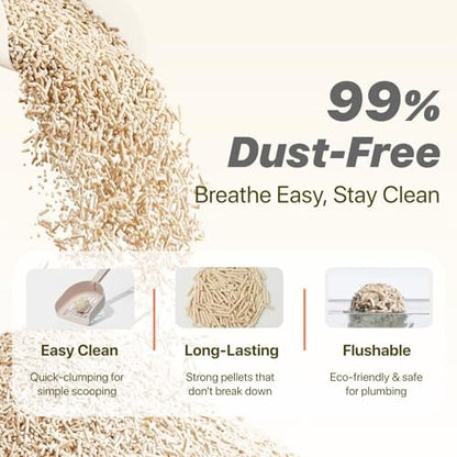 Michu Tofu Cat Litter Natural Clumping Tofu Cat Litter, Fast Clumping and Easily Scoop-able 5.5lb/88oz 5 Scents - Peach, 12 Pack