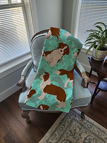 Caroline's Treasures MLM1063LQB Red Border Collie Quilted Blanket 50x60 Artwork Pattern Quilted Throw Blanket for Bed, Couch, Sofa, Soft and Lightweight