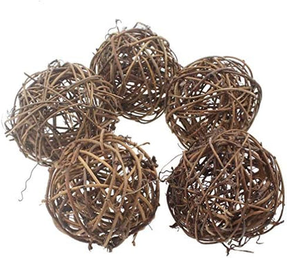emours Willow Branch Rattan Ball Chew Toys for Small Animals Rabbits Guinea Pigs Chinchillas Pet Rats 5Pcs