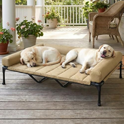 Veehoo Outdoor Elevated Dog Bed with Waterproof Bolster Cushion, Cooling
