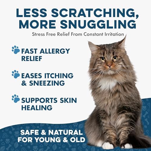 Cat Allergy Relief & Immune Support, Natural Relief for Seasonal Allergies, Itching, Sneezing, Congestion, Runny Nose, and Feline Respiratory Infections, 400 Small Odorless Tasteless Pills