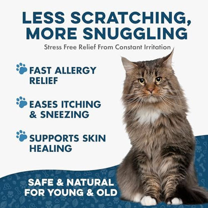 Cat Allergy Relief & Immune Support, Natural Relief for Seasonal Allergies, Itching, Sneezing, Congestion, Runny Nose, and Feline Respiratory Infections, 400 Small Odorless Tasteless Pills