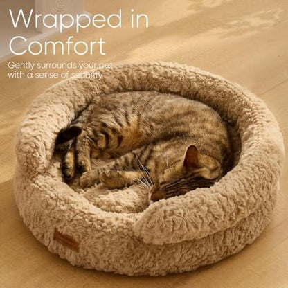 FUKUMARU Cat Bed for Indoor Cats, Small Dog Bed Washable, Round Kitten Bed