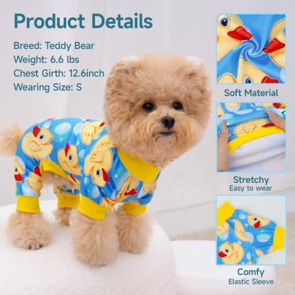 XPUDAC 4 Pack Dog Pajamas for Small Dogs Pjs Clothes Puppy Onesies, XXS