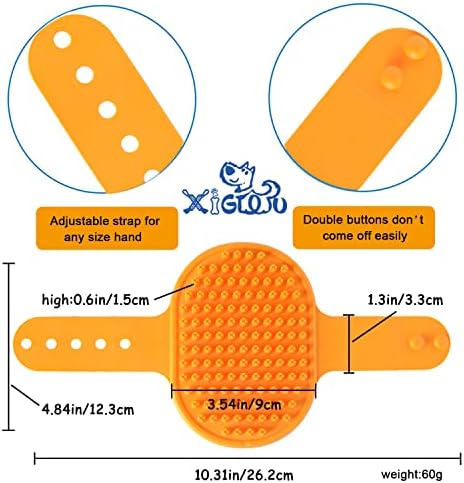 XIGOU Dog Bath Brush, 2 Pcs Short Hair Grooming Brush for Dogs & Cats - Soothing Massage Rubber Bristles Curry Comb with Adjustable Handle