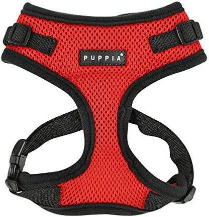 Authentic Puppia RiteFit Harness with Adjustable Neck, Red, Large