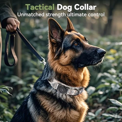 2026 Upgrade Waterproof Tactical AirTag Dog Collar, Built in AirTag Holder