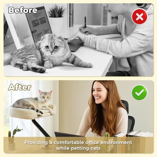 PAWZ Road Cat Desk Bed 360°Rotating Supports to 50 Lbs Cozy Nest for Desk