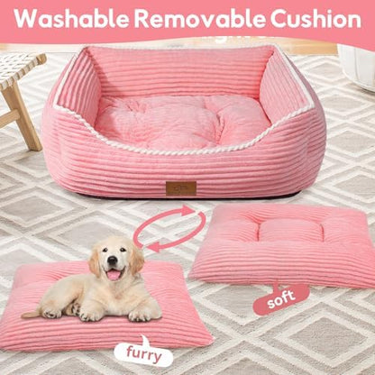 Zerbuger 30in Pink Rectangle Cat Dog Bed Machine Washable Sleeping Sofa