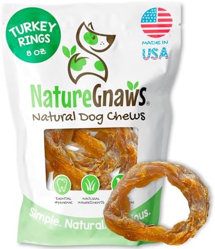 Nature Gnaws USA Turkey Tendon Rings Dog Treats, 8 oz