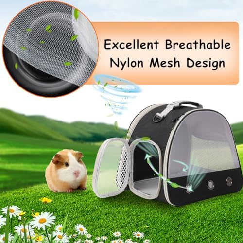 Breathable Guinea Pig Carrier Backpack with Nylon Mesh Window Portable Carrier for Guinea Pig, Bunny Bearded Dragon Bird Chinchilla Ferret Travel Outdoor