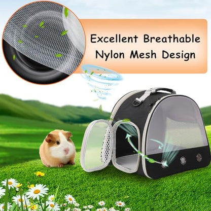Breathable Guinea Pig Carrier Backpack with Nylon Mesh Window Portable Carrier for Guinea Pig, Bunny Bearded Dragon Bird Chinchilla Ferret Travel Outdoor