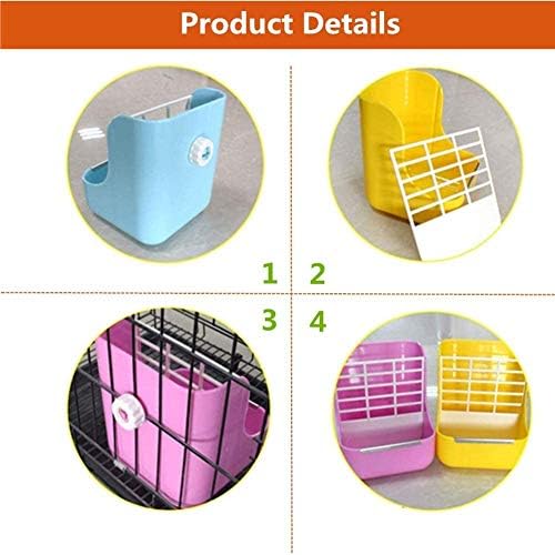 Rabbit Supplies with Bowl & Hay Feeder - Accessories for Bunnies & Guinea Pigs, 6x6x7 Inches (Blue)