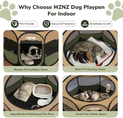 Dog Cat Small Animal Puppy Playpen Crate, Large, Olive Green