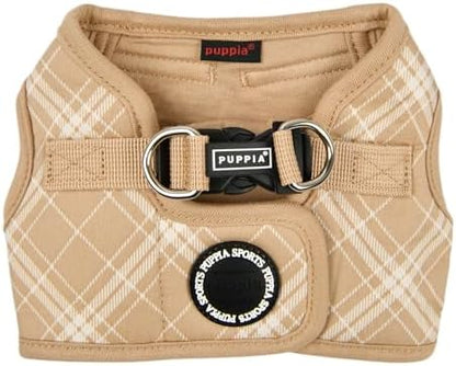 Puppia Corwin Dog Vest Harness B (Step-in) Fashionable Checkered Pattern Spring Summer Harness for Small and Medium Dogs, Beige, X-Large