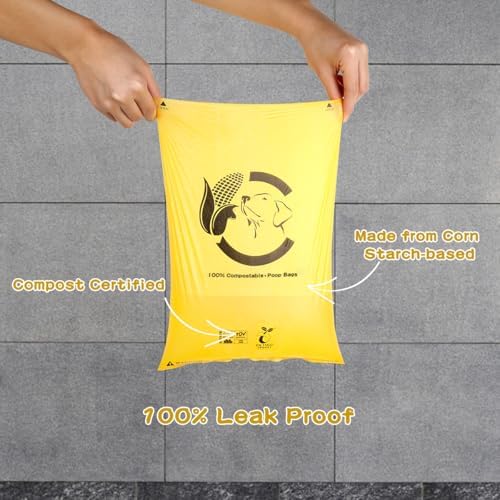 Certified Home Compostable Dog Poop Bags, 120 Plant Based Bags (8 Rolls)