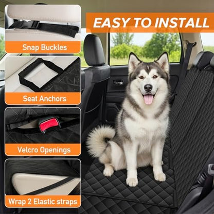 NECKORY Dog Car Seat Cover for Back Seat, Fits Cars/SUVs/Trucks, M-Black