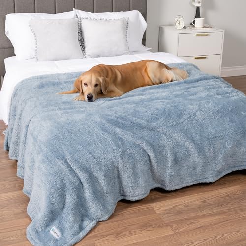 PetAmi Soft Plush Sherpa Dog Blanket for Pet Cat, X-Large 60x80, Dusty Blue