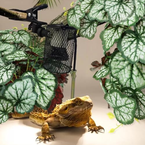 QUOZUO 2 Pack Reptile Plants for Terrarium, Artificial Leaves Habitat Decorations with Suction Cups, Terrarium Hanging Plants Vines for Bearded Dragons Lizards Snake Geckos Frogs - Green