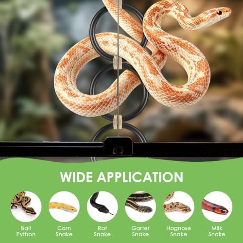 DBNESS Snake Climbing Rings, Ball Python Enclosure Enrichment Ring, Adjustable Reptiles Terrarium Decor Accessories for Corn Snakes, Garter Snakes, Iguana, Lizards, Chameleons, Parrot (Black-2pcs)