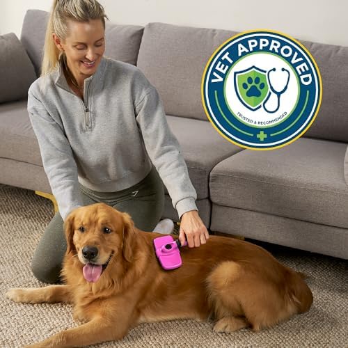 Deshedding Dog Brush for Shedding – Self Clean Cat Brush Deshedding & Grooming Tool for Long Haired and Short Haired Dogs, Slicker Brushes for Dogs, Skin-Friendly, Retractable Bristles, Easy to Clean